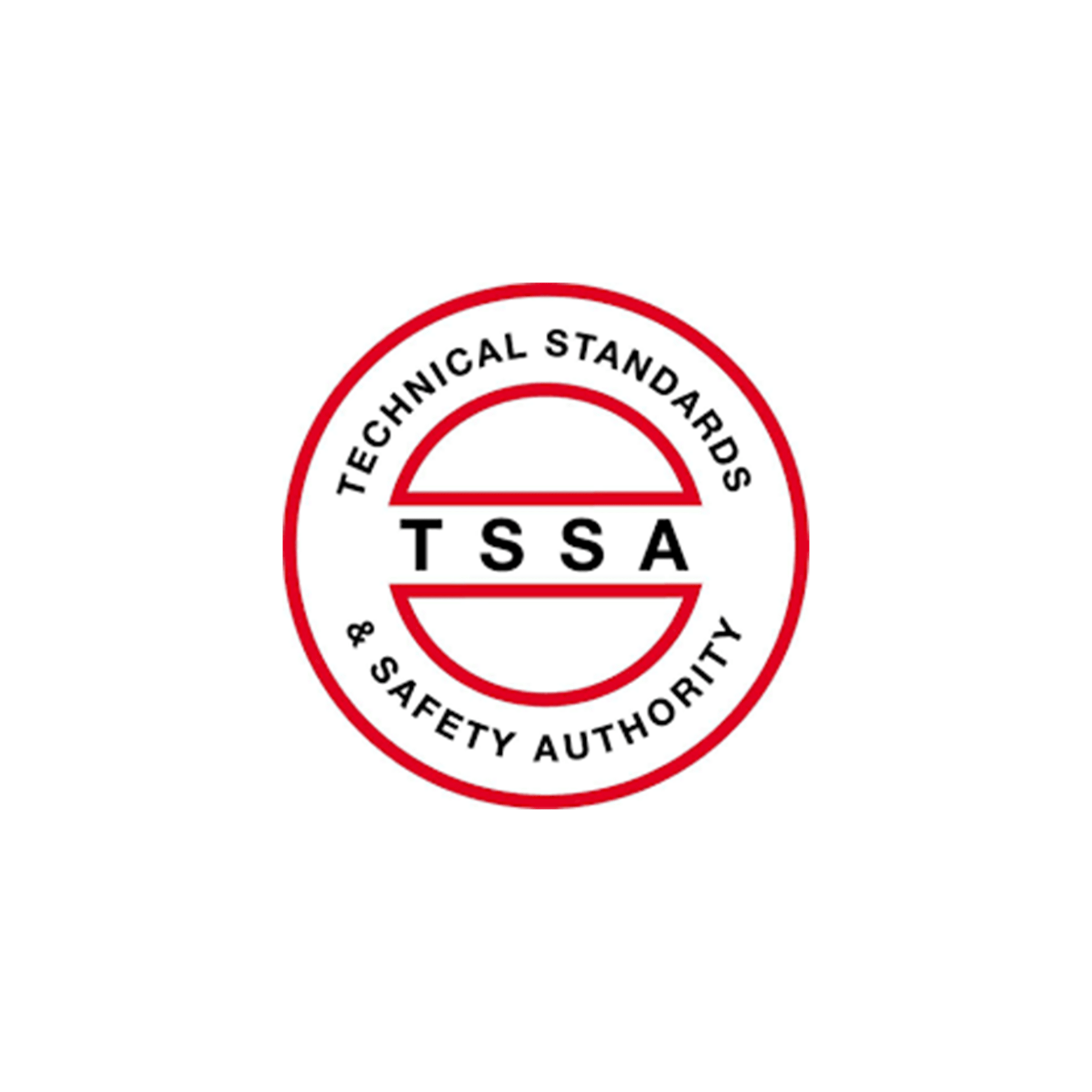 Logo with words "Technical Standards & Safety Authority" and "TSSA" in a circular design. Red and black color scheme.