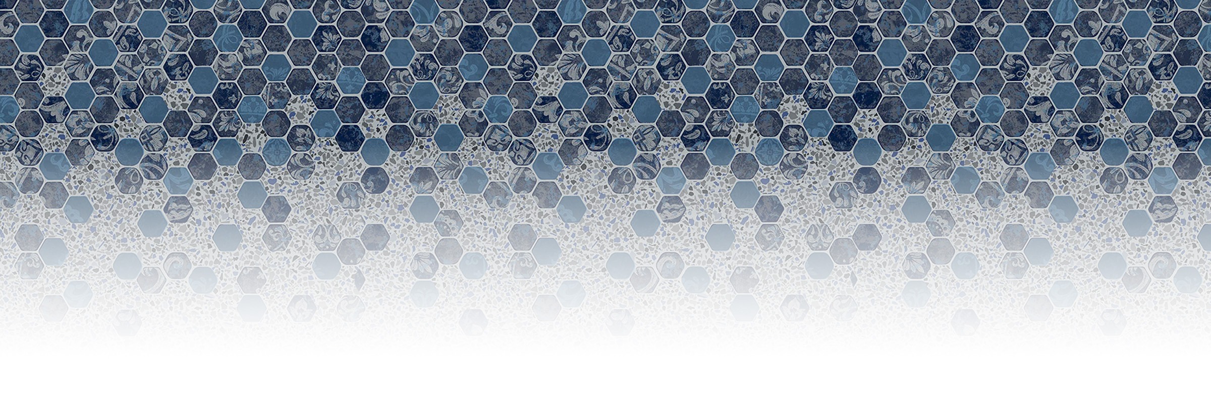 A person photographs elaborate blue mosaic tiles with hexagonal patterns in a room with arched windows, featuring a bright chandelier.